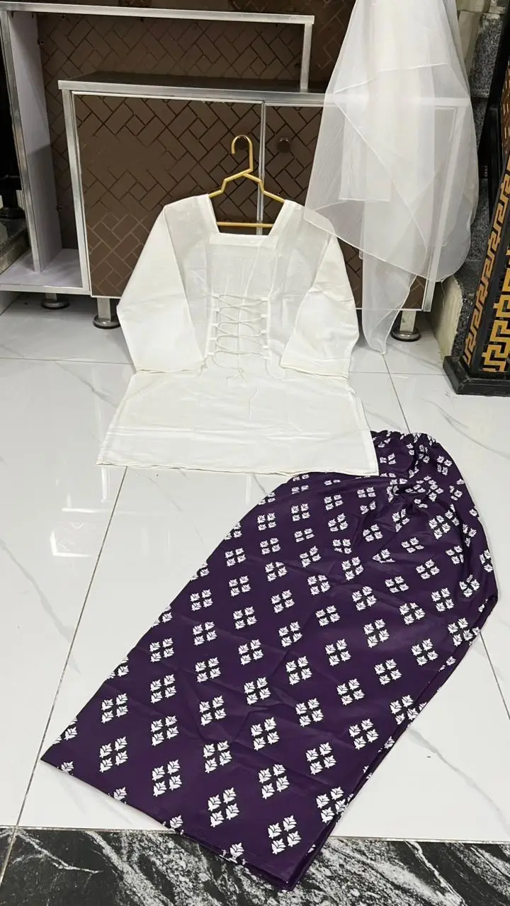 3 Pcs Women's Stitched Cotton Lawn Printed Suit with Fitingable back Straps