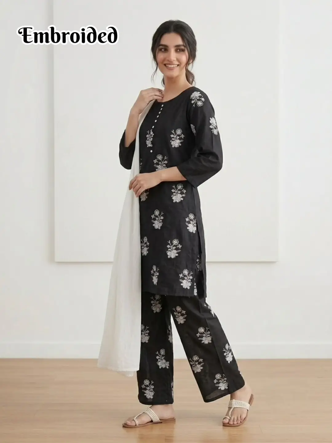 3 Pcs Women's Stitched Cotton Lawn Embroidered Suit