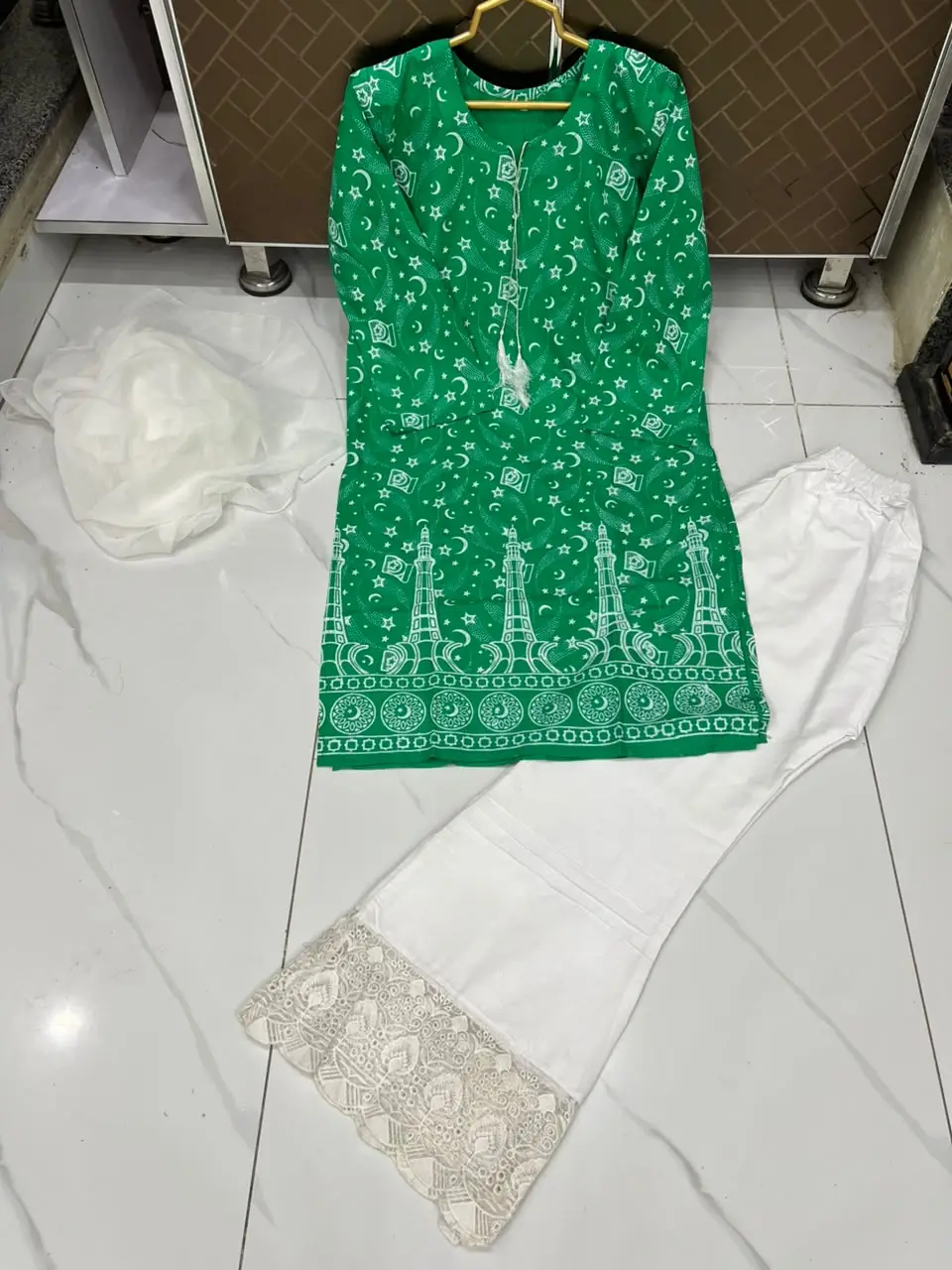 3 Pcs Women's Stitched Arabic Lawn Block Printed Suit Azadi Prints AZ1