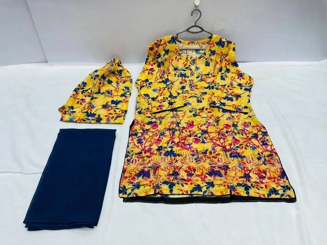 3Pcs Women's Stitched Lawn Printed Suit with Embroidery