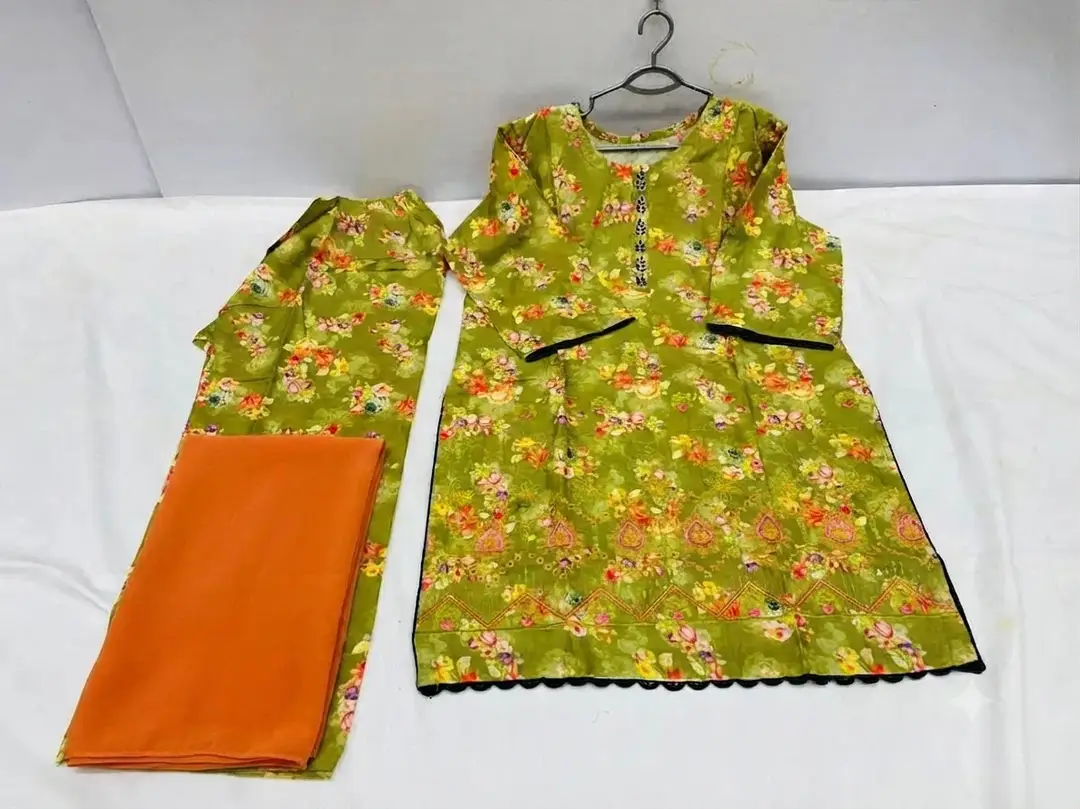3Pcs Women's Stitched Lawn Printed Suit with Embroidery