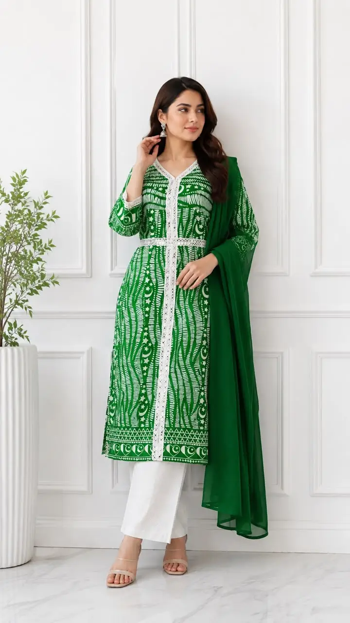 3Pcs Women's Stitched Lawn Digital Print Suit Maxi with Embroided Trousers
