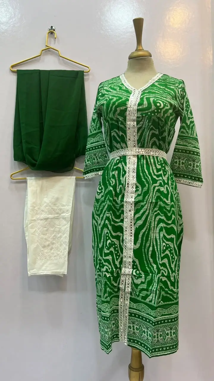 3Pcs Women's Stitched Lawn Digital Print Suit Maxi with Embroided Trousers