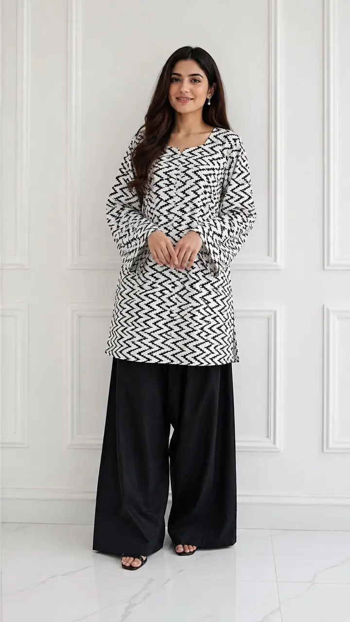 3Pcs Women's Stitched Cotton Lawn Block Printed Suit with Farshi Shalwar