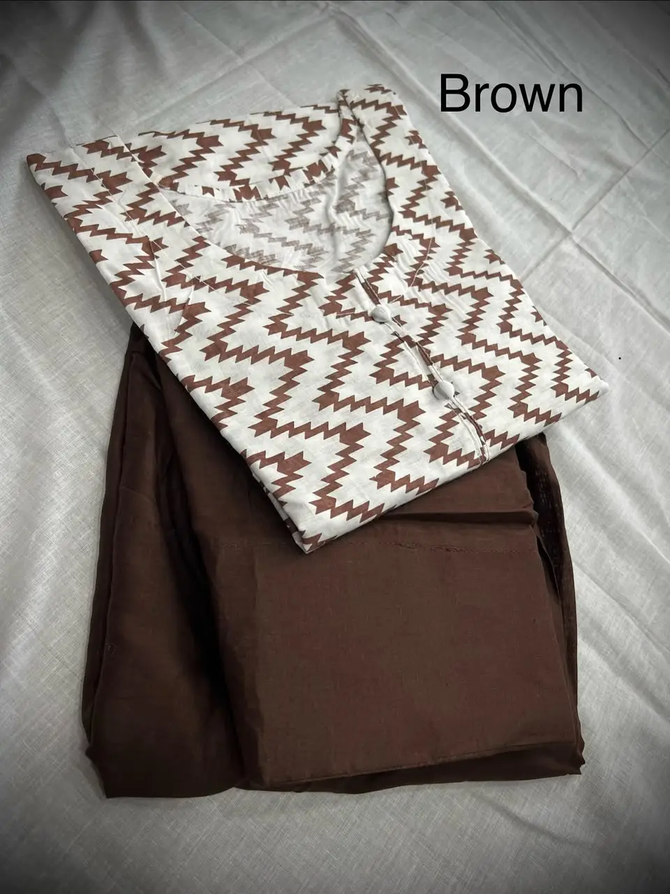 3Pcs Women's Stitched Cotton Lawn Block Printed Suit with Farshi Shalwar