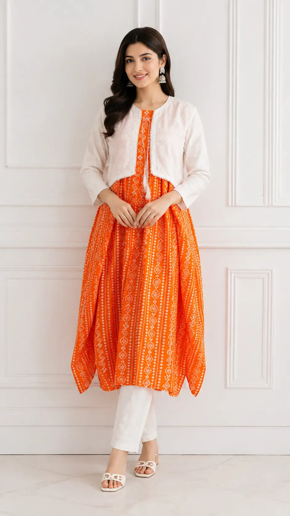 3Pcs Women's Stitched Linen Block Printed Suit with Koti