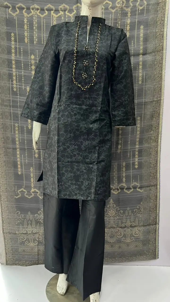 3Pcs Women's Stitched Cotton Embroidered Suit with Handmade Neck