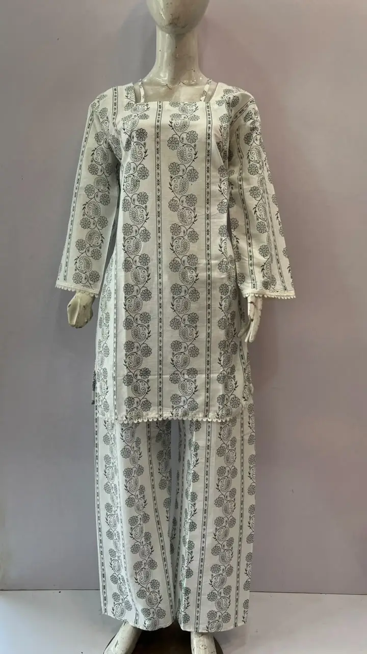 3Pcs Women's Stitched Cotton Lawn Block Printed Suit with Printed Straps