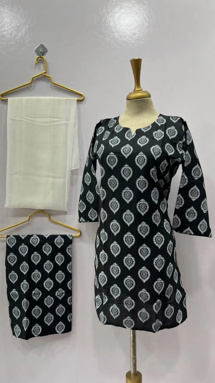 3Pcs Women's Stitched Cotton Lawn Block Printed Suit with Back Straps
