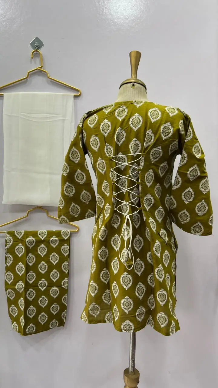 3Pcs Women's Stitched Cotton Lawn Block Printed Suit with Back Straps