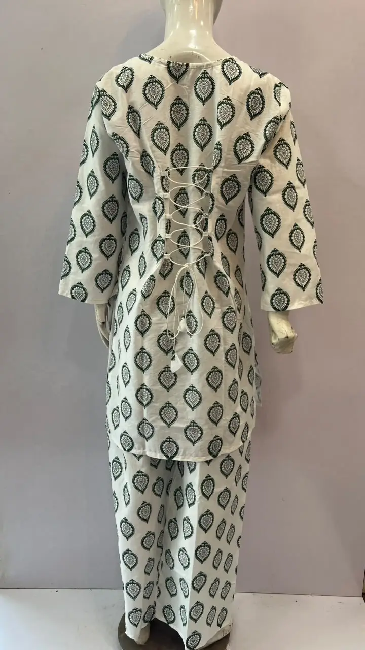 3Pcs Women's Stitched Cotton Lawn Block Printed Suit with Back Straps