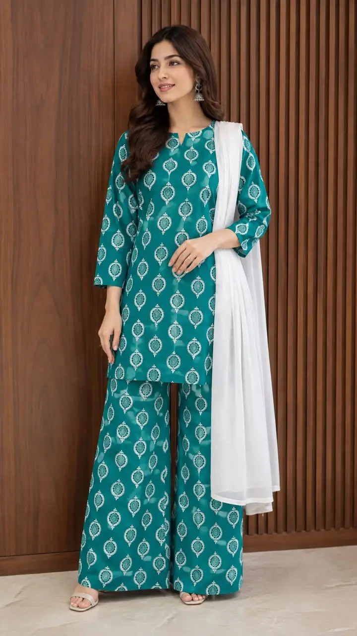 3Pcs Women's Stitched Cotton Lawn Block Printed Suit with Back Straps