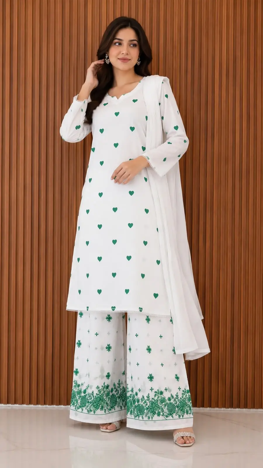 3Pcs Women's Stitched Cotton Embroidered Suit