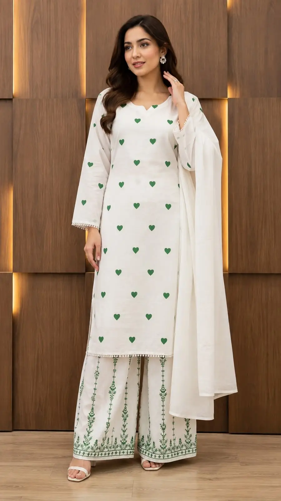 3Pcs Women's Stitched Cotton Embroidered Suit