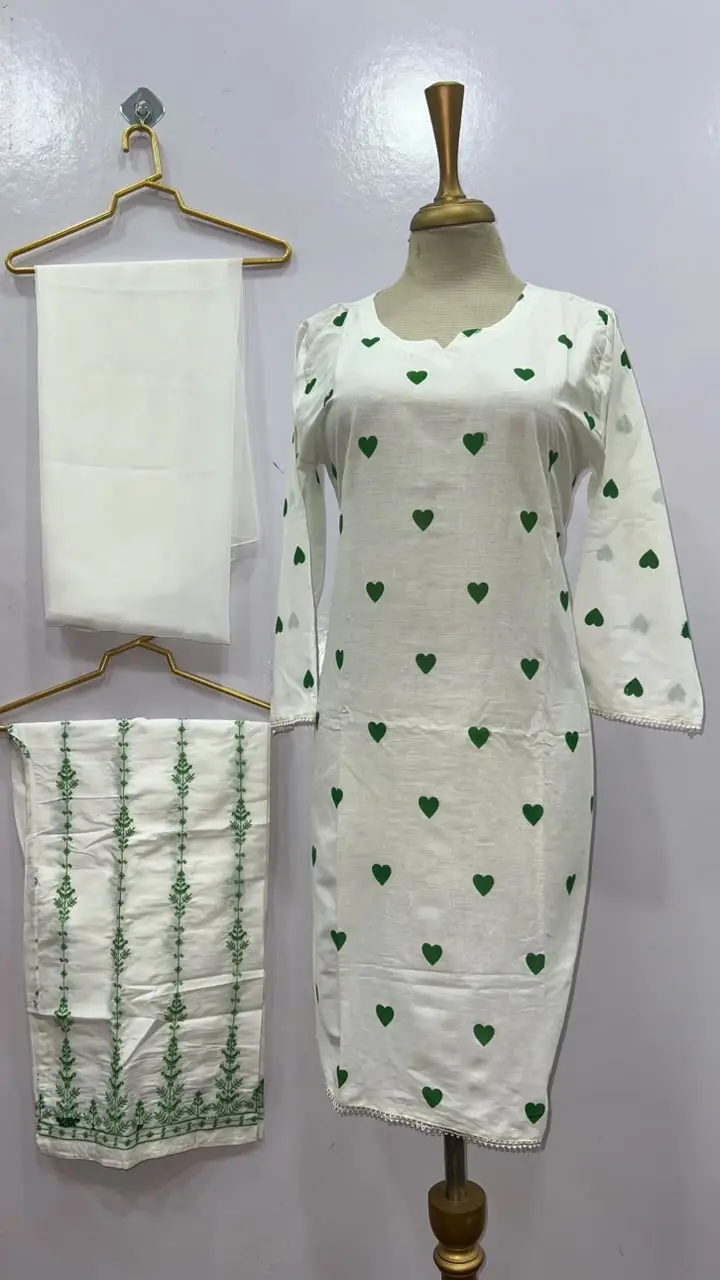 3Pcs Women's Stitched Cotton Embroidered Suit