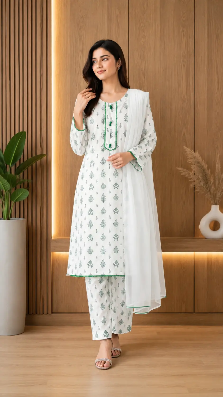 3Pcs Women's Stitched Linen Printed Suit
