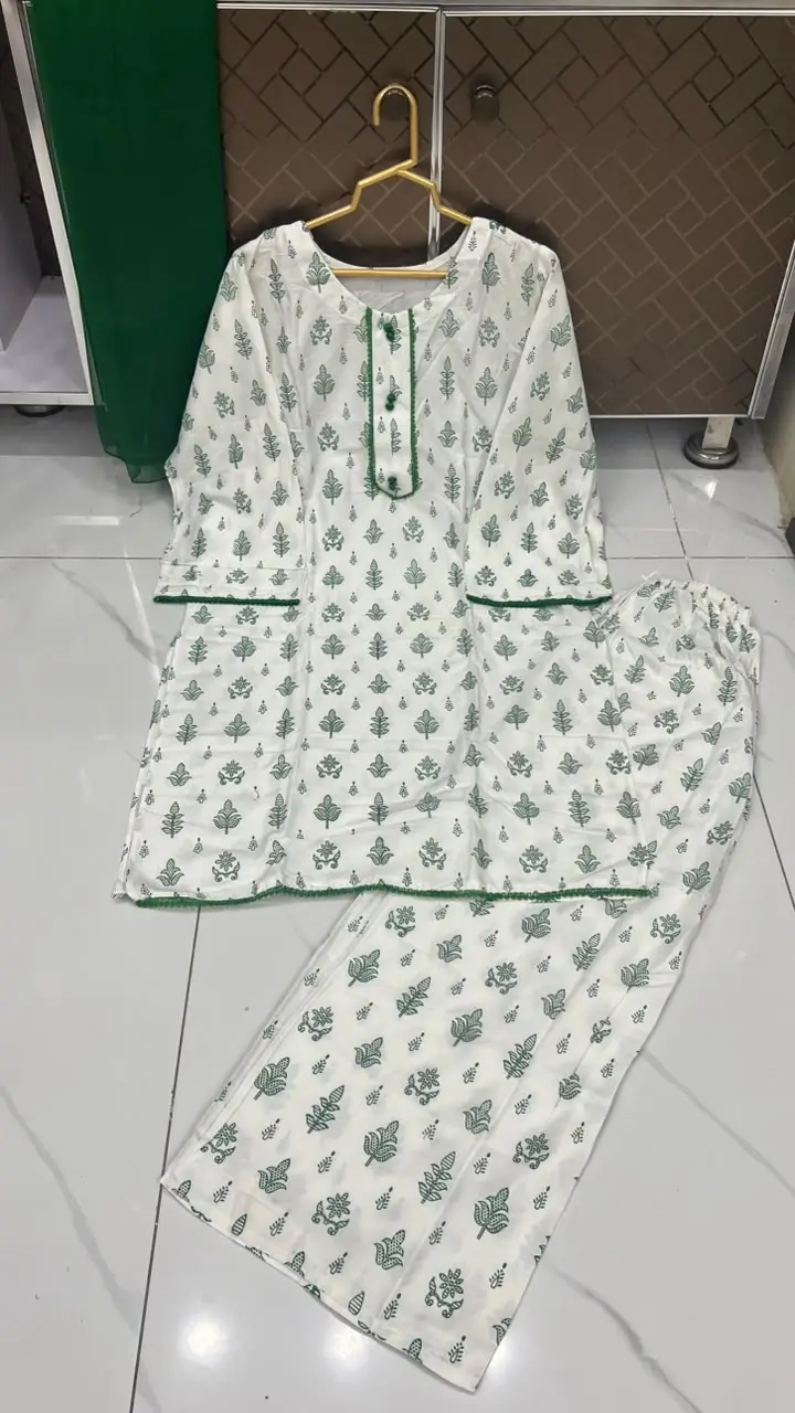 3Pcs Women's Stitched Linen Printed Suit