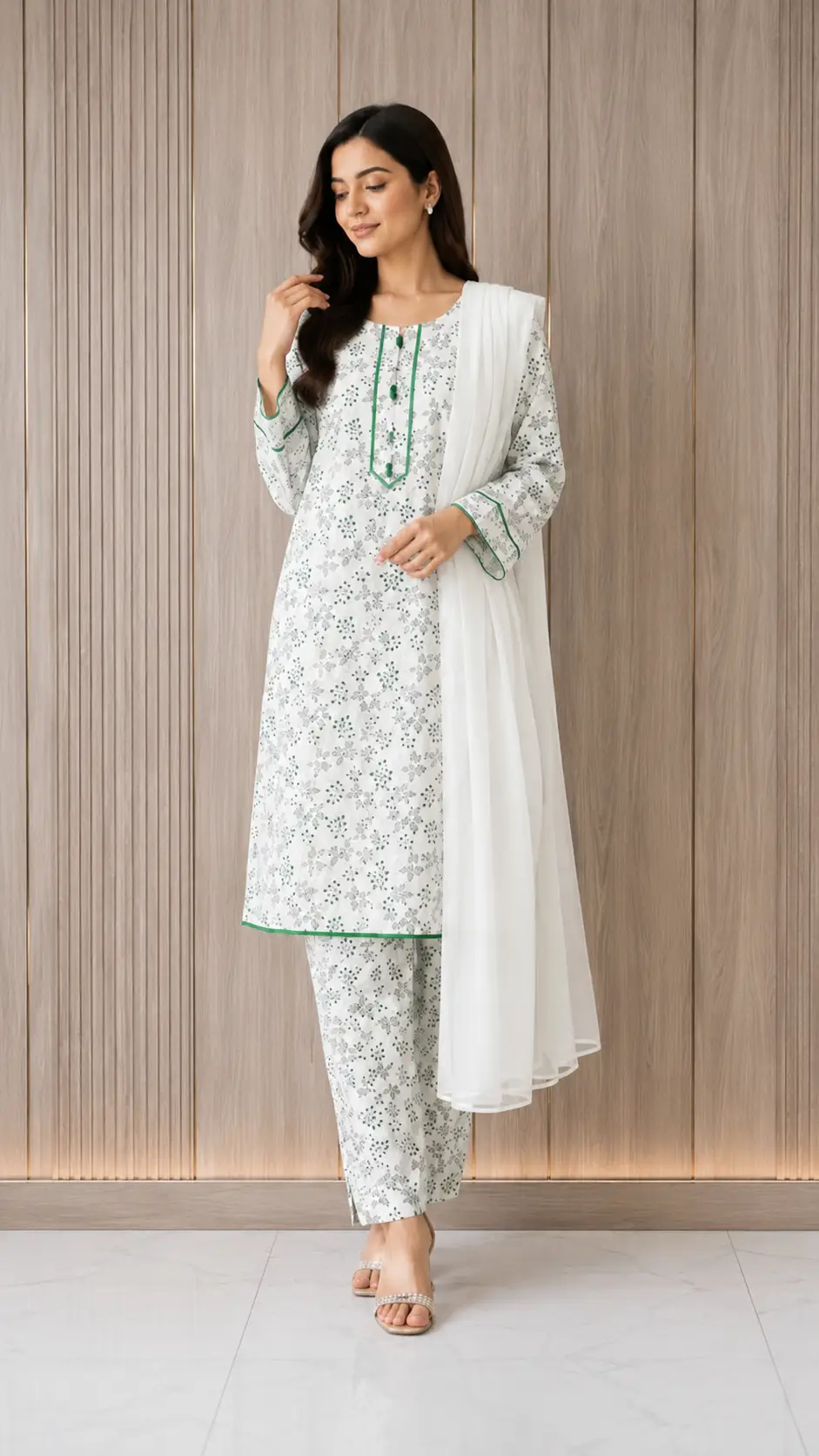 3Pcs Women's Stitched Linen Printed Suit