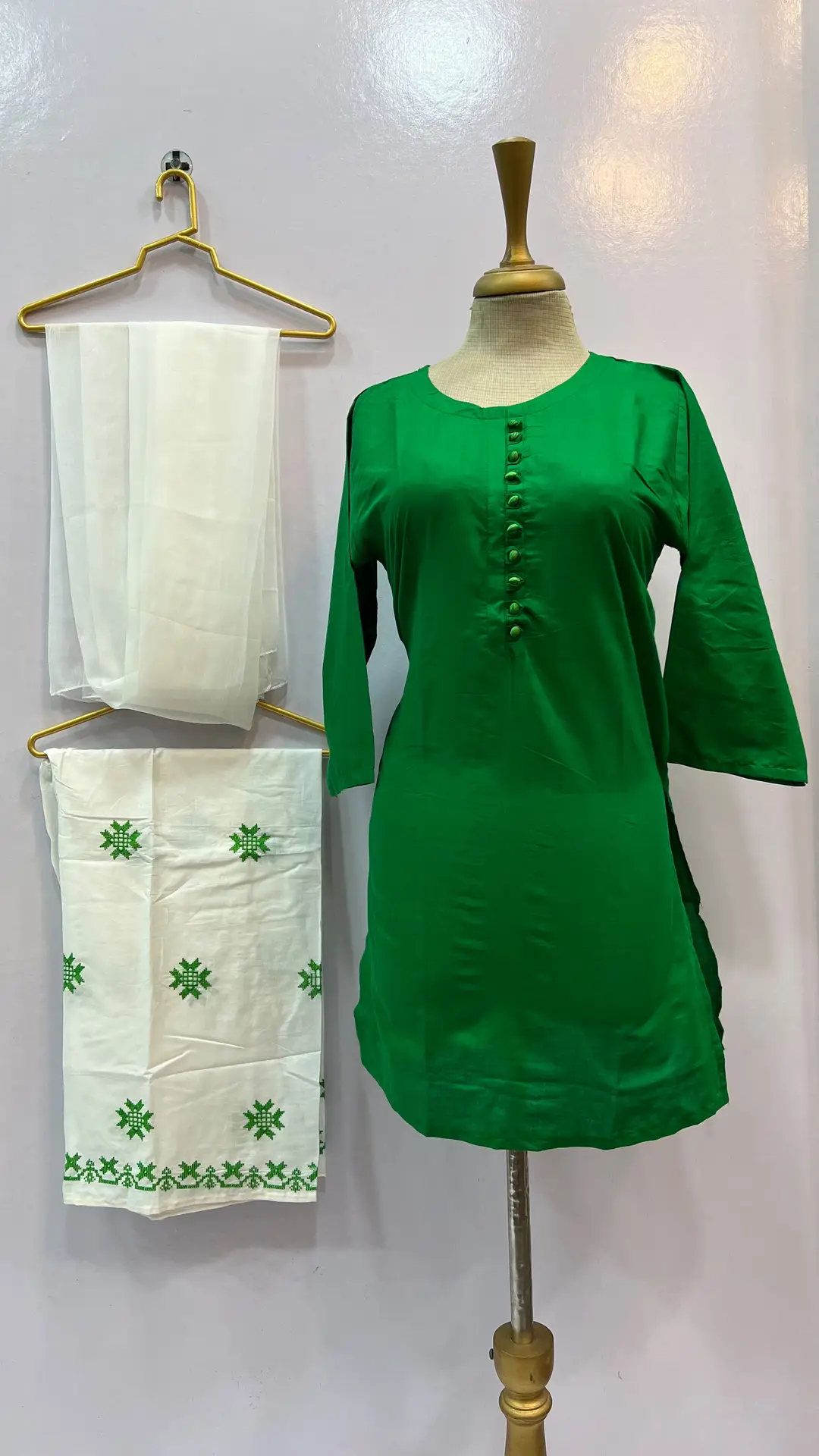 3 Pcs Women's Stitched Cotton Embroidered Suit