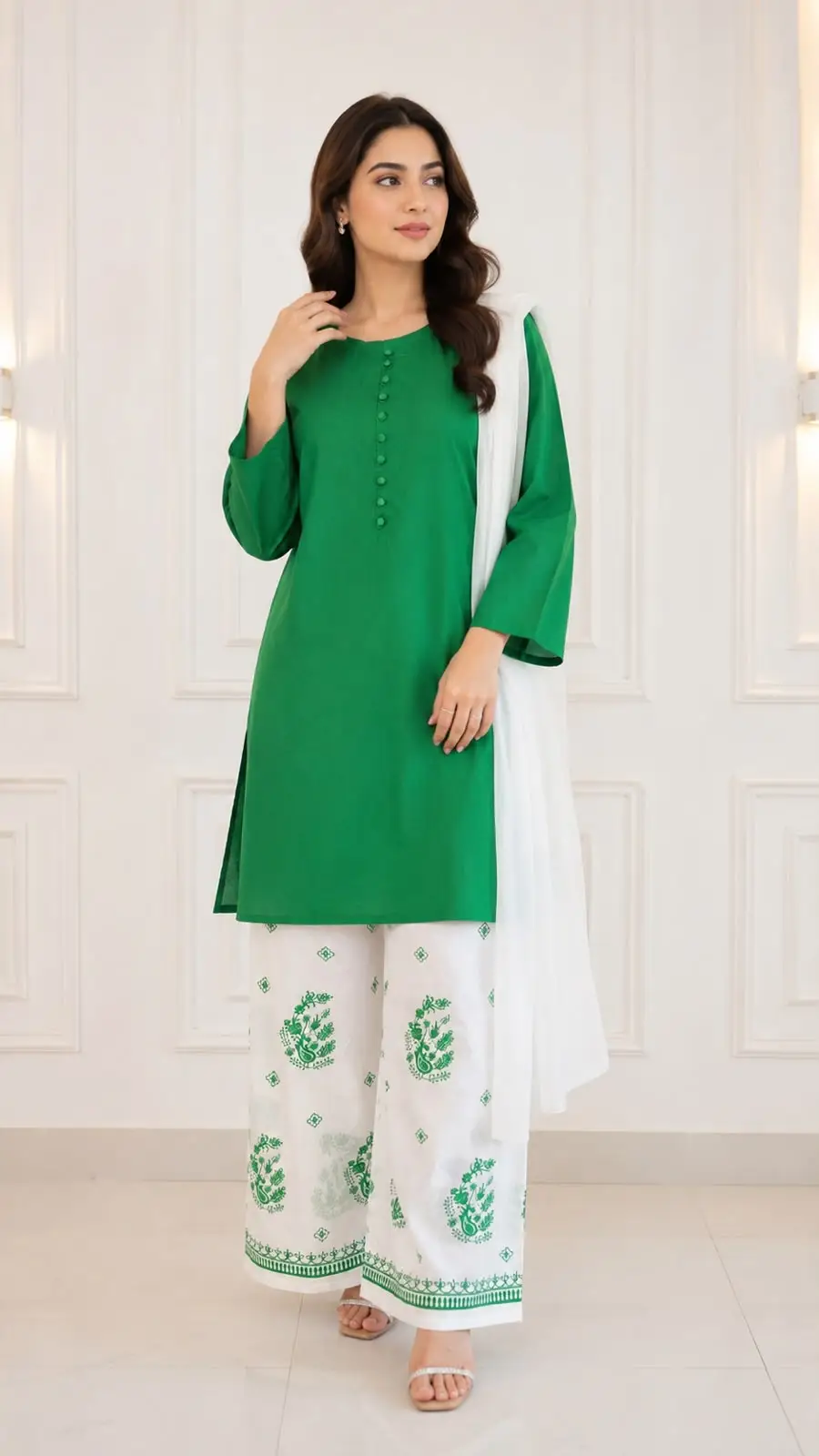 3 Pcs Women's Stitched Cotton Embroidered Suit