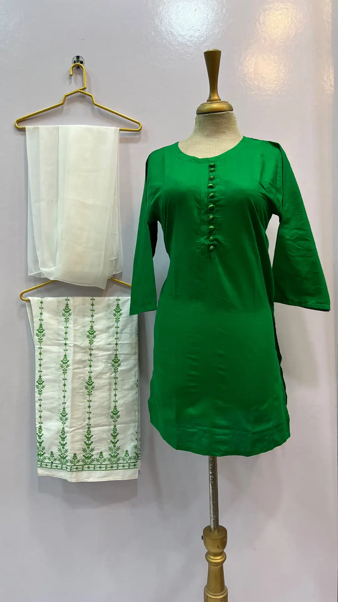 3 Pcs Women's Stitched Cotton Embroidered Suit