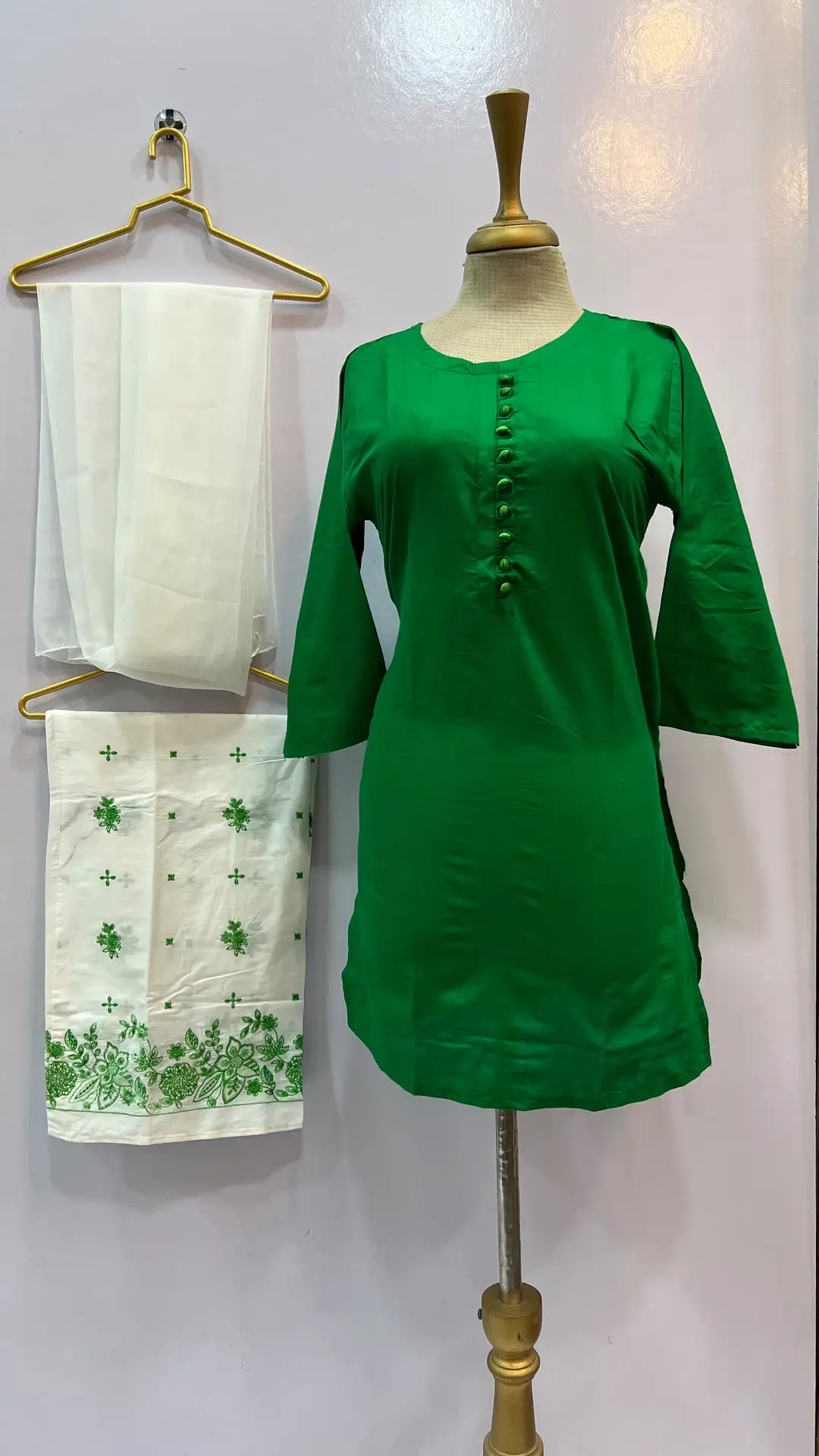 3 Pcs Women's Stitched Cotton Embroidered Suit