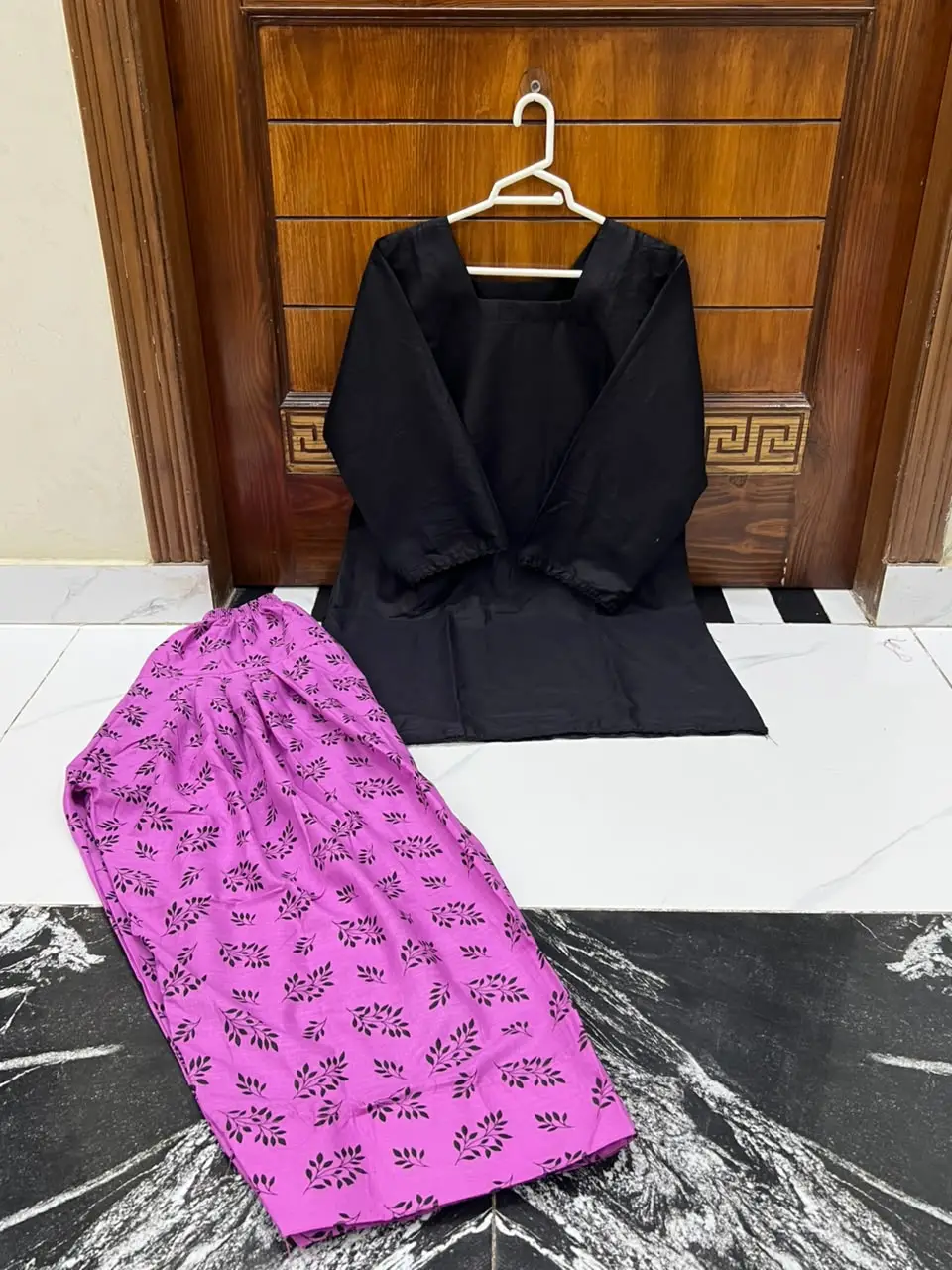 3 Pcs Women's Stitched Cotton Printed Suit with Farshi Shalwar and Dupatta
