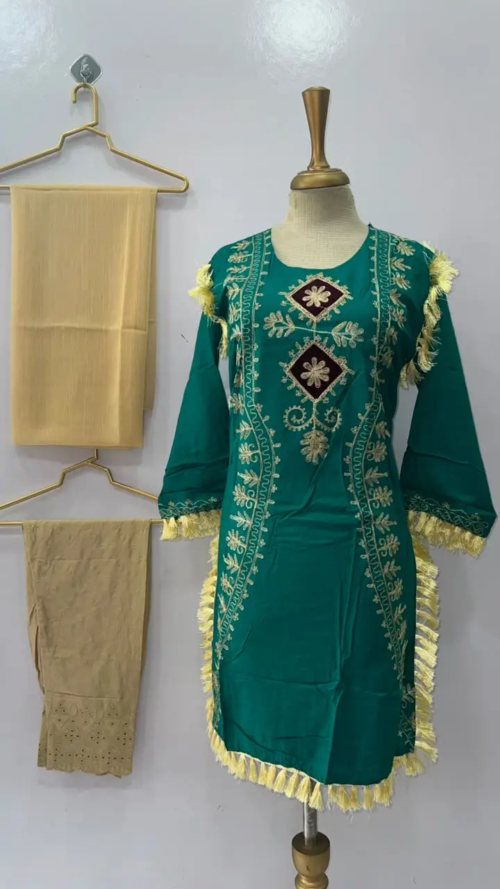 3 Pcs Women's Stitched Linen Hand Embroidered Suit