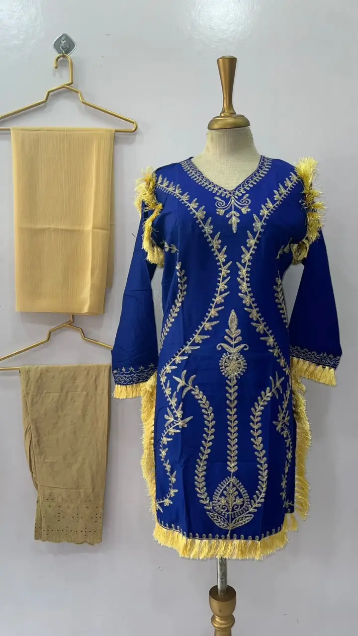 3 Pcs Women's Stitched Linen Hand Embroidered Suit
