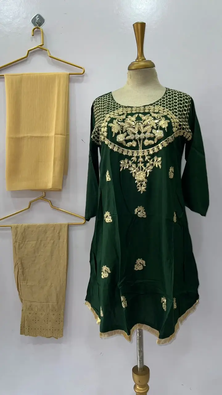 3 Pcs Women's Stitched Linen Hand Embroidered Suit