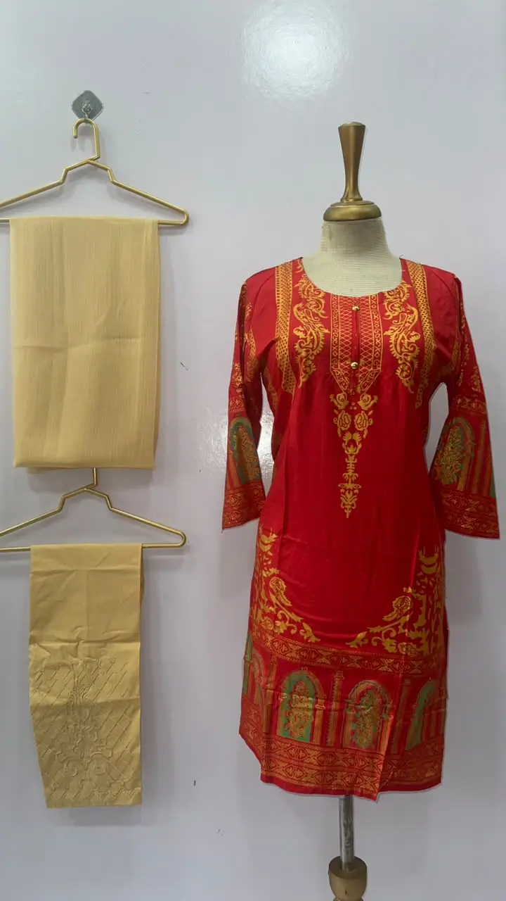 3 Pcs Women's Stitched Linen Printed Suit (3D Design)
