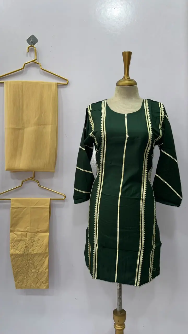 3 Pcs Women's Stitched Linen Gota Work Suit