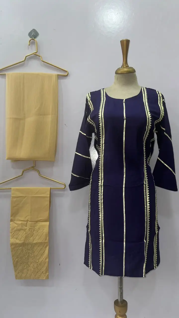 3 Pcs Women's Stitched Linen Gota Work Suit