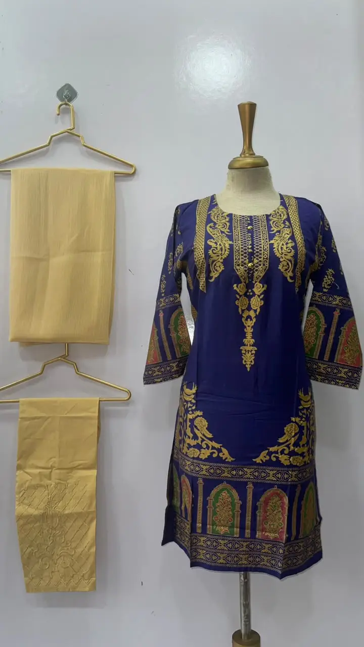 3 Pcs Women's Stitched Linen 3-D Block Printed Suit