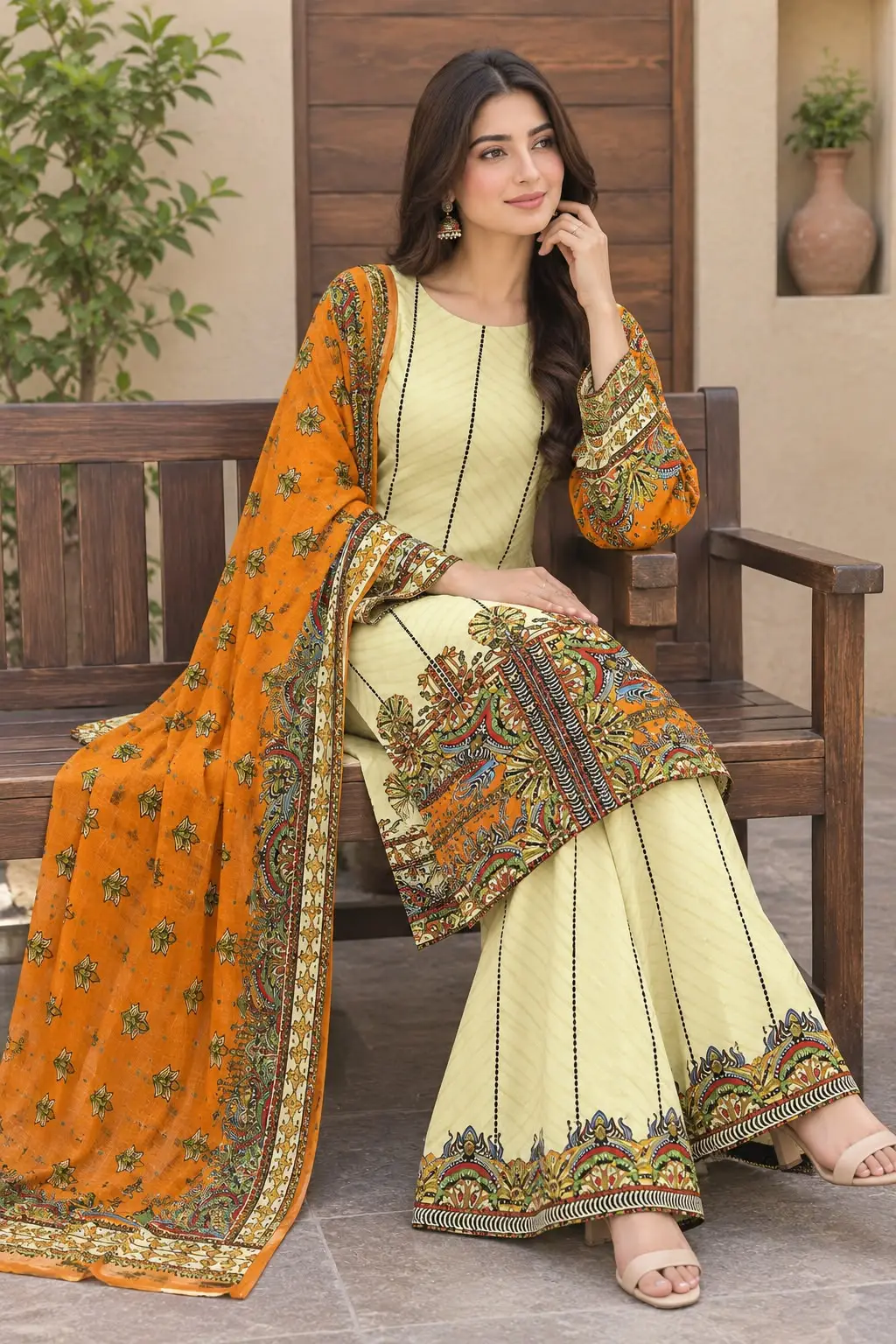 3 Pcs Women's Stitched Grip Silk Printed Suit