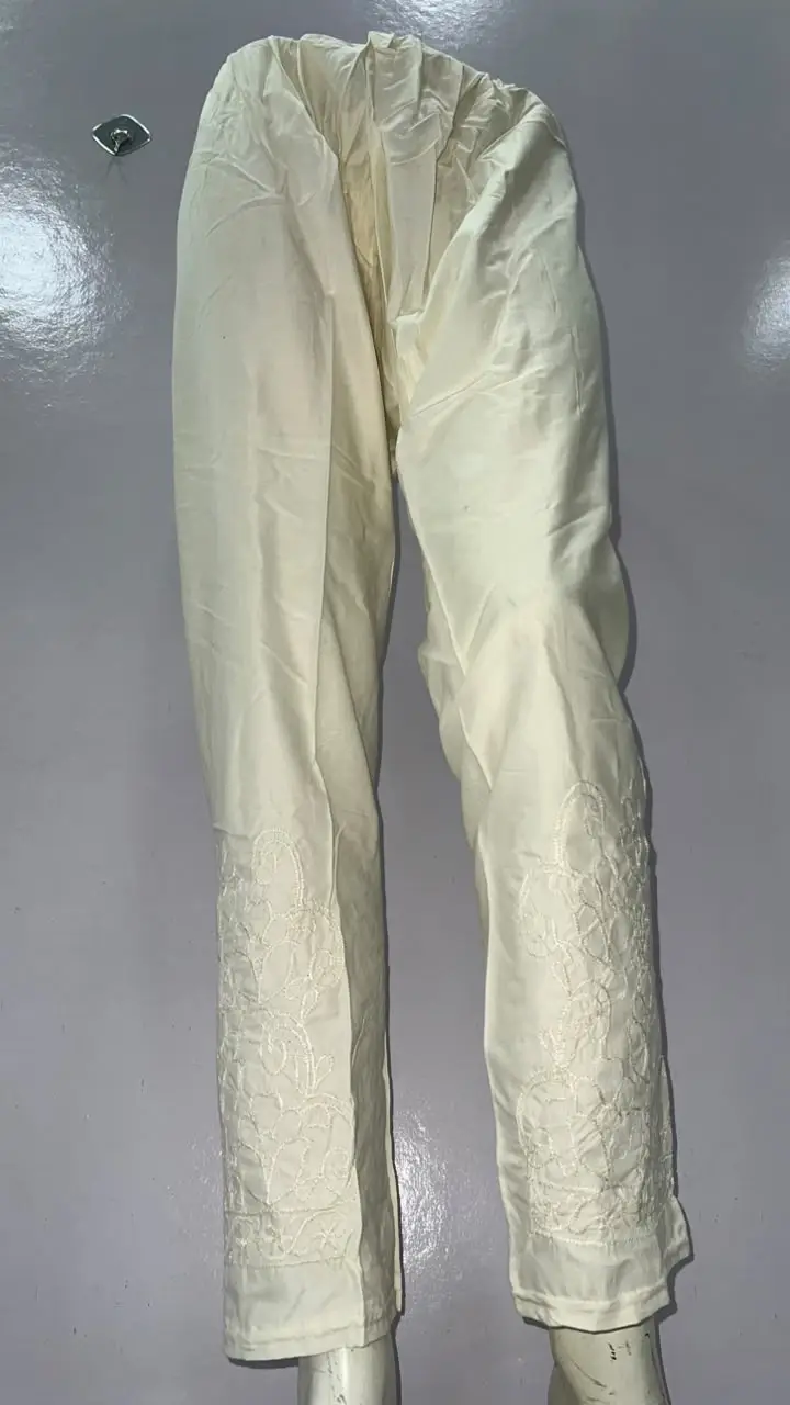 1 Pc Women's Stitched Linen Embroidered Capri