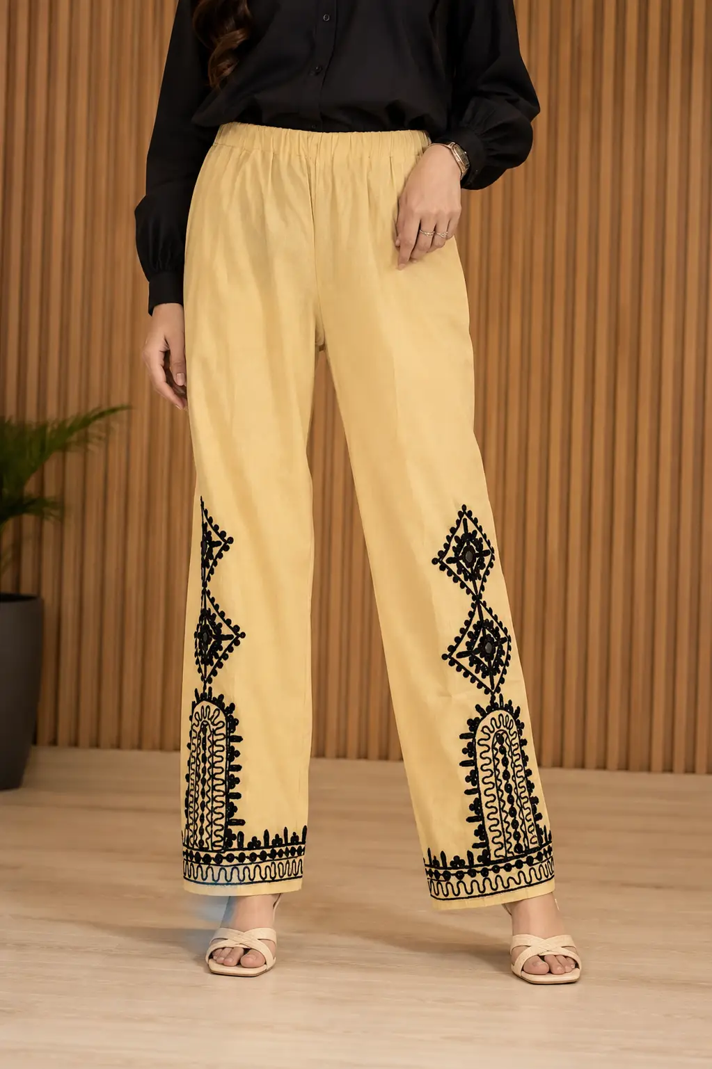 1Pc Women's Stitched Cotton Embroidered Trouser