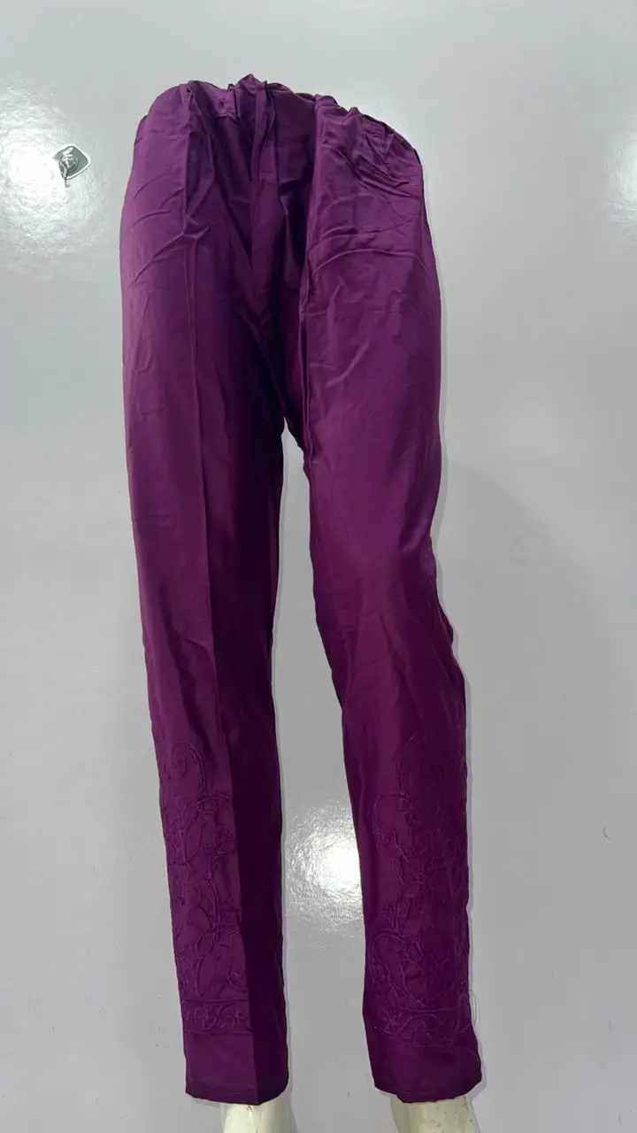 1 Pc Women's Stitched Linen Embroidered Trouser