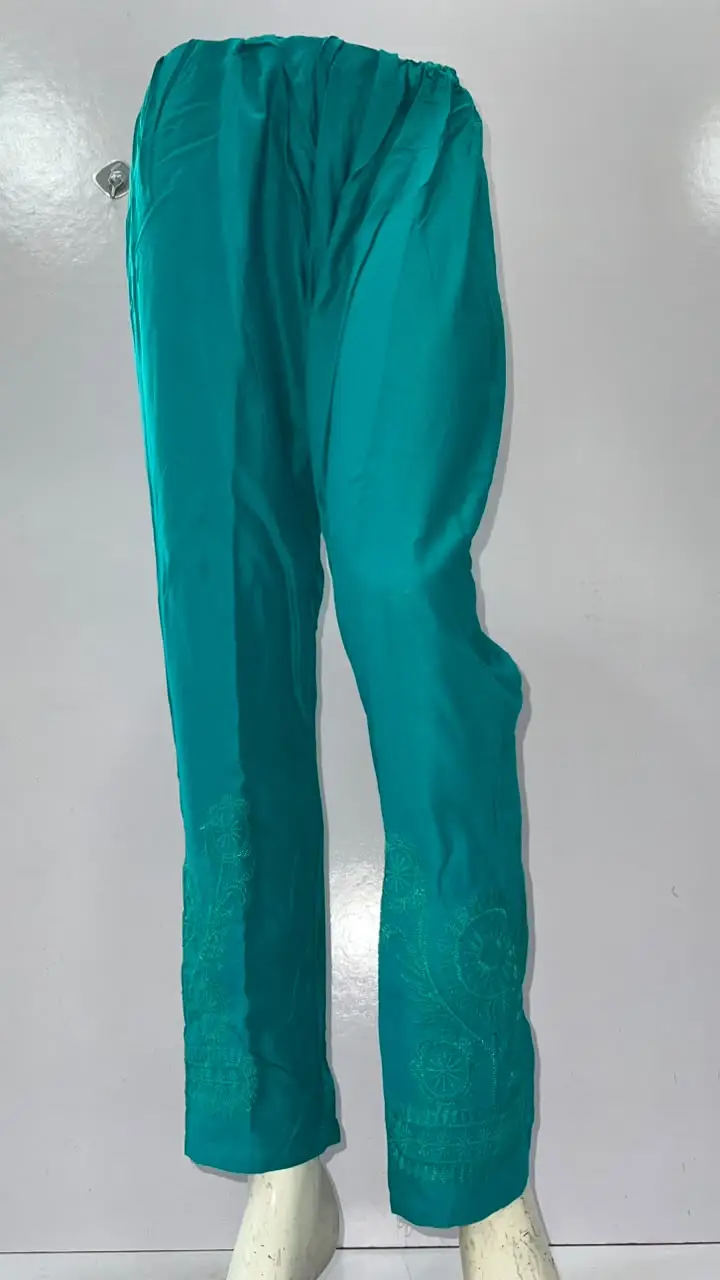1 Pc Women's Stitched Linen Embroidered Trouser