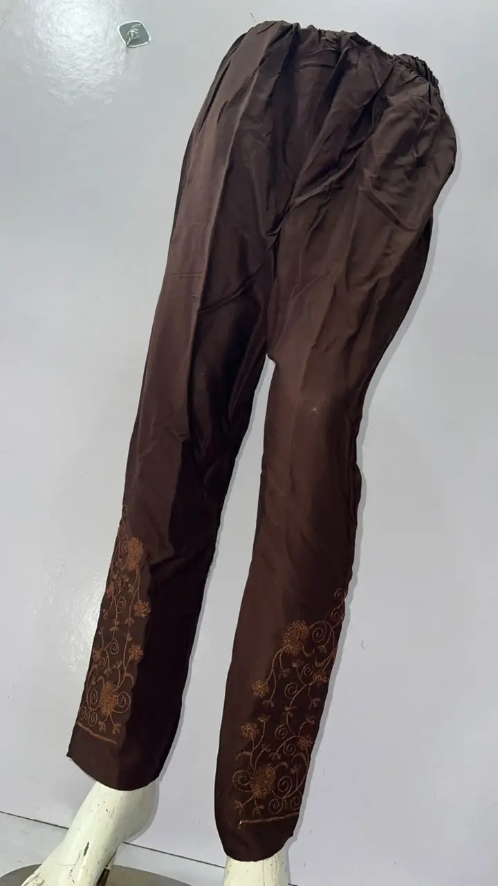 1 Pc Women's Stitched Linen Embroidered Trouser