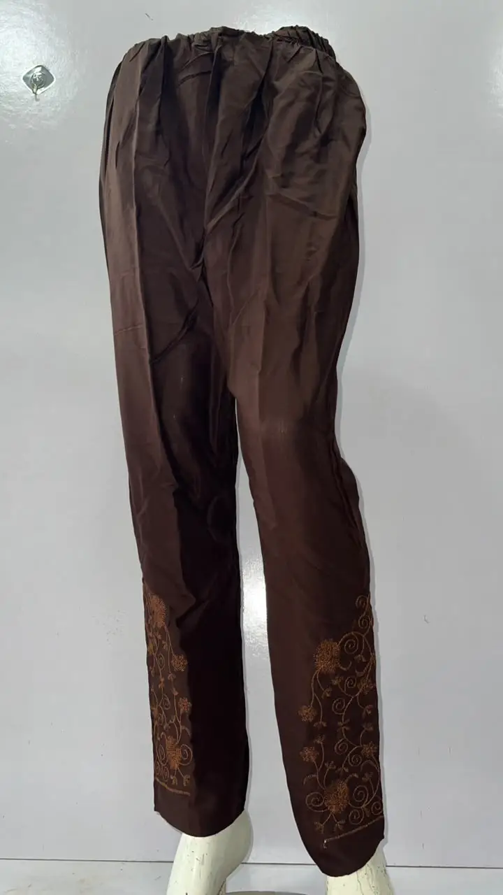 1 Pc Women's Stitched Linen Embroidered Trouser