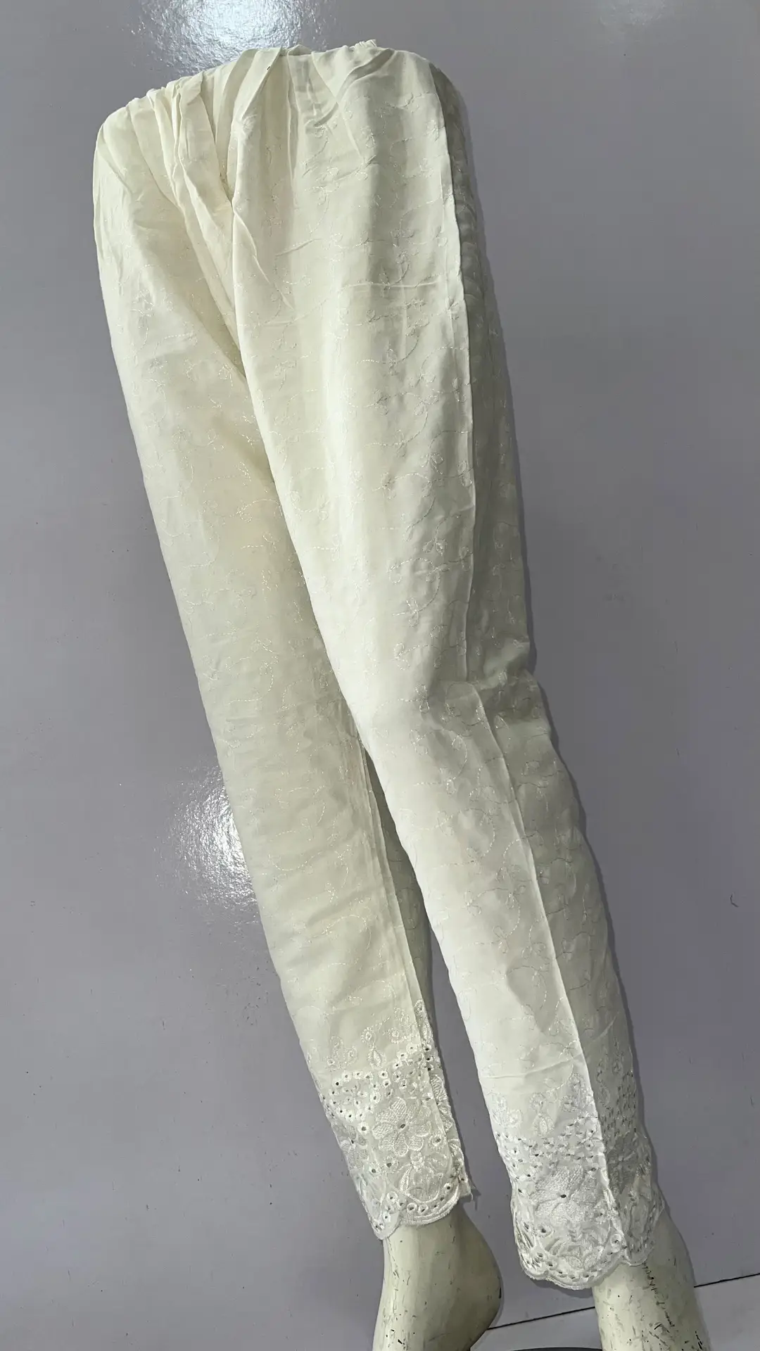 1 Pc Women's Stitched Linen Embroidered Trouser ChickanKari