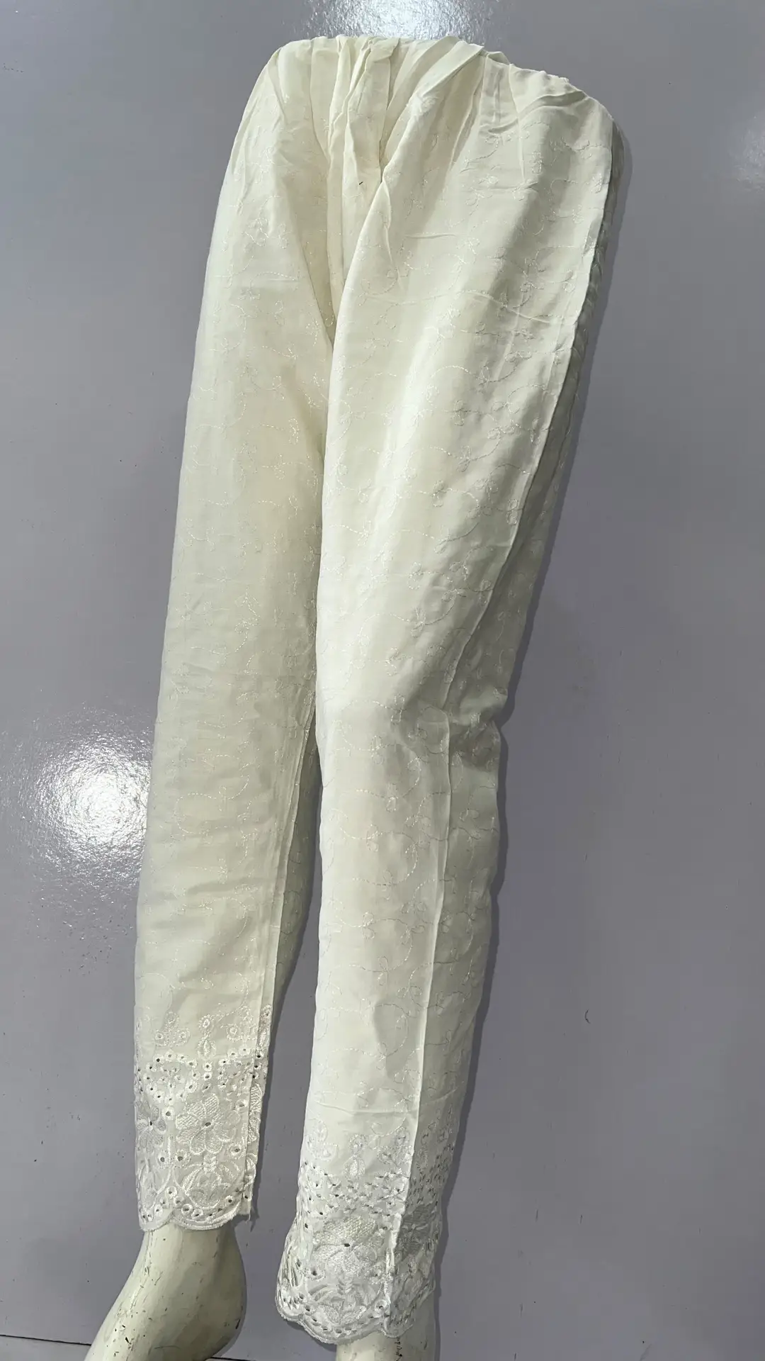 1 Pc Women's Stitched Linen Embroidered Trouser ChickanKari