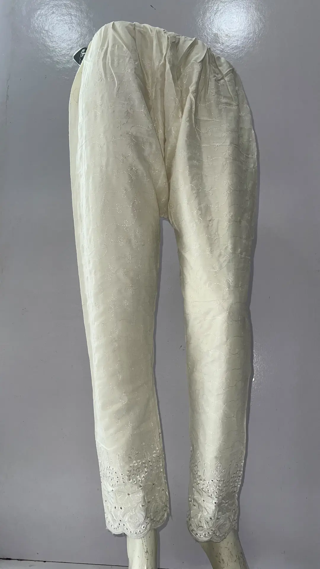 1 Pc Women's Stitched Linen Embroidered Trouser ChickanKari