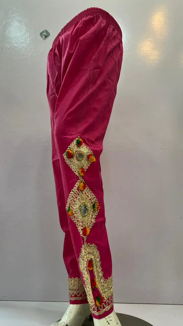 1Pc Women's Stitched Cotton Handmade Embroidered Trouser