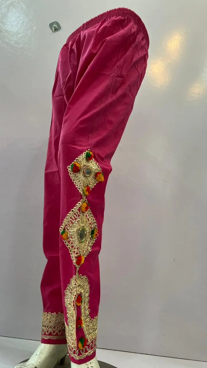 1Pc Women's Stitched Cotton Handmade Embroidered Trouser