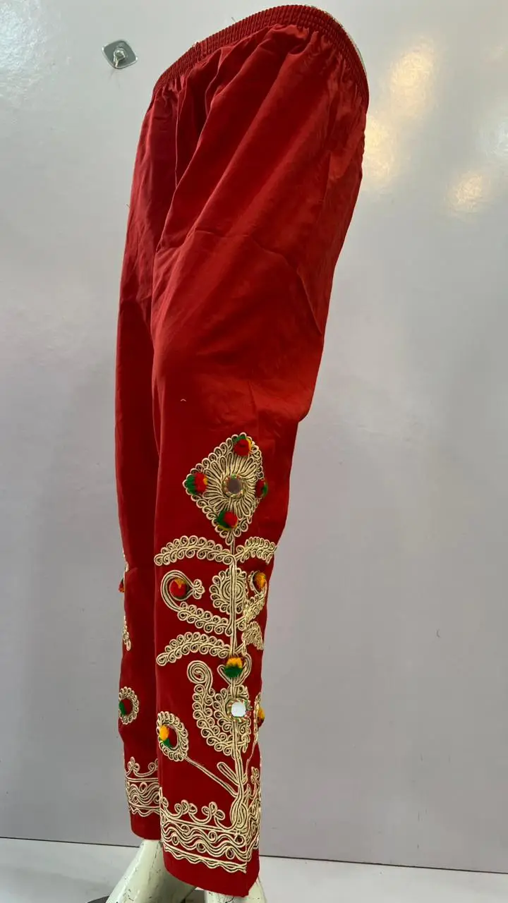 1Pc Women's Stitched Cotton Handmade Embroidered Trouser