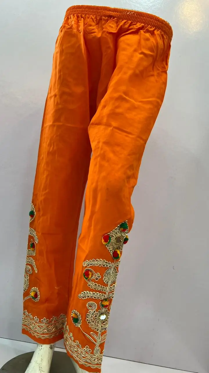 1Pc Women's Stitched Cotton Handmade Embroidered Trouser