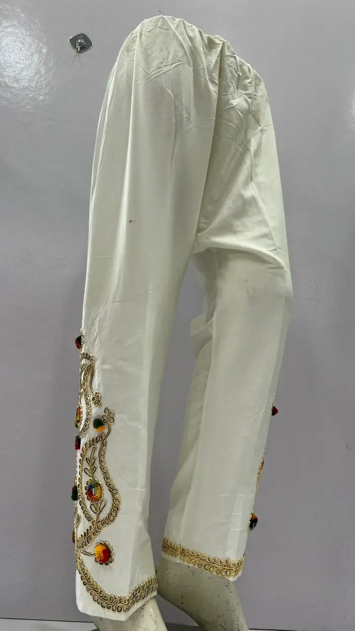 1Pc Women's Stitched Cotton Handmade Embroidered Trouser