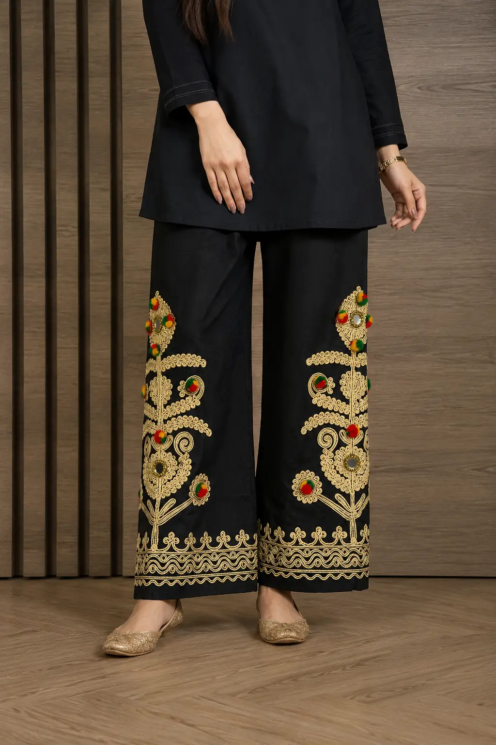 1Pc Women's Stitched Cotton Handmade Embroidered Trouser